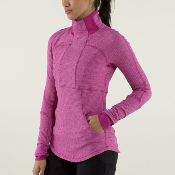 Lululemon Base Runner 1/2 ZipMini Check Pique Raspberry / Raspberry - Picture 1 of 10